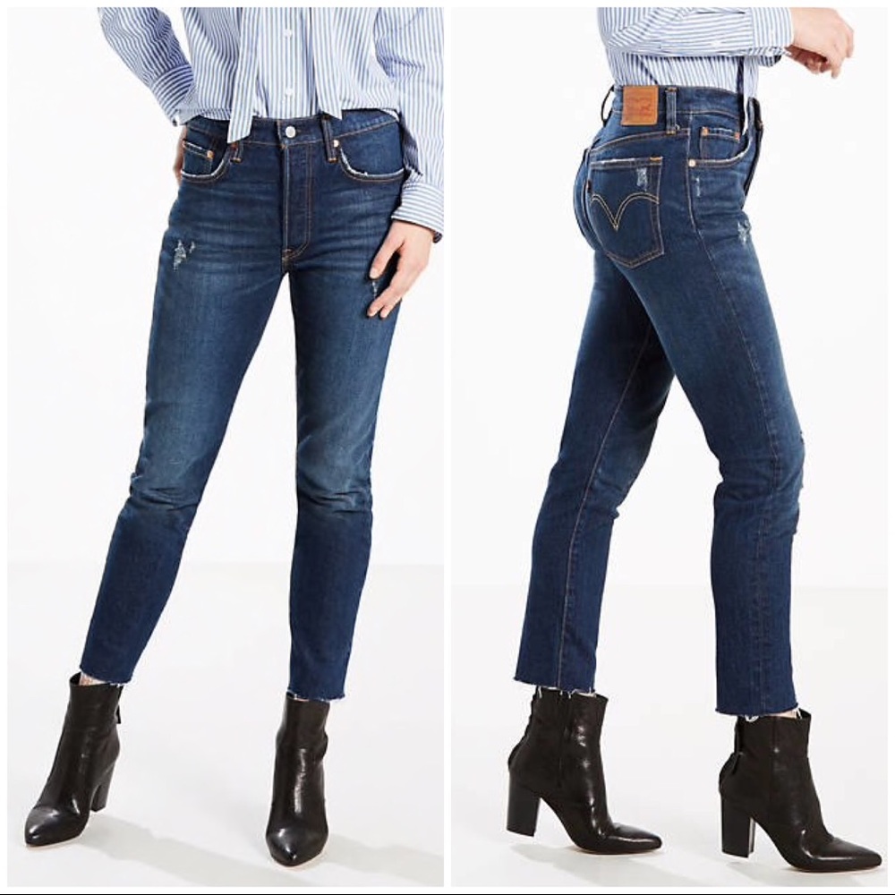 NWT Levi’s 501 Stretch Skinny Jeans Dark 24 25 26